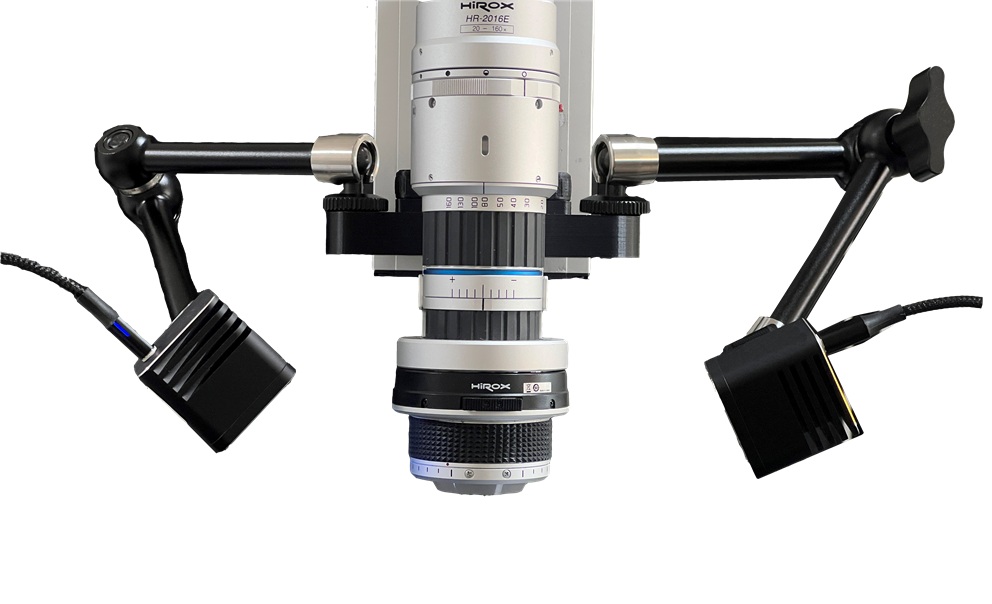 HIROX Double side lighting system for white light, IR, UV and other wavelength/color temperatures